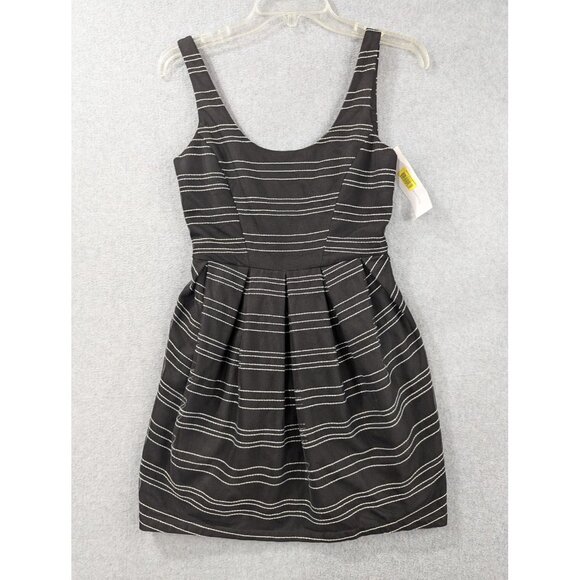 BCBGeneration Dress Womens 0 Black White Stripe Pleated Sleeveless Party NWT - Picture 1 of 12